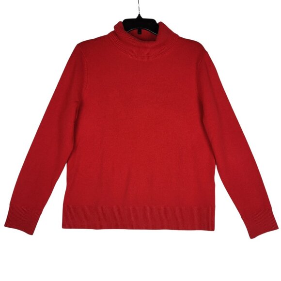 Lands' End Sweaters - Lands End Cashmere Turtleneck Sweater Women's Large Petite Red Soft Holiday